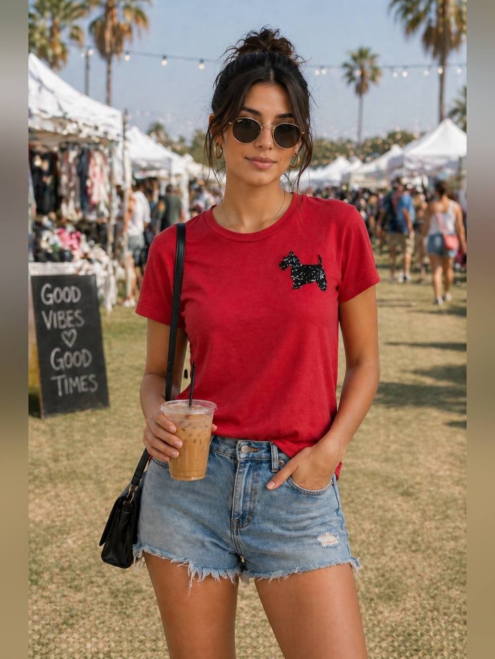J Crew Red Dog Tee Sequin Puppy Shirt Small